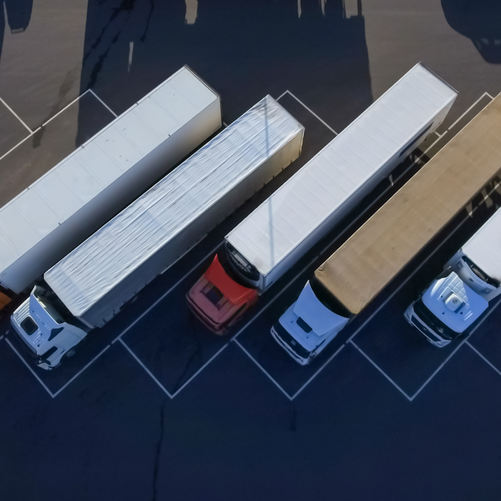 Semi-truck in parking lot