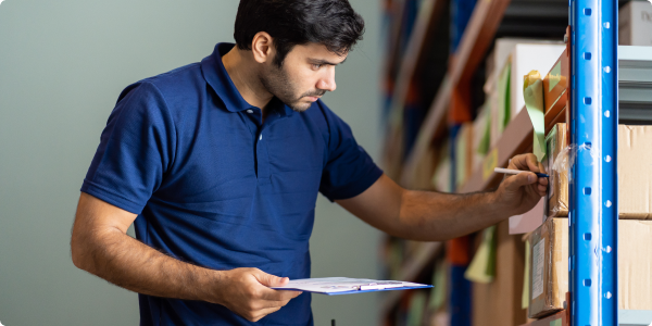 Inventory manager counting product in facility