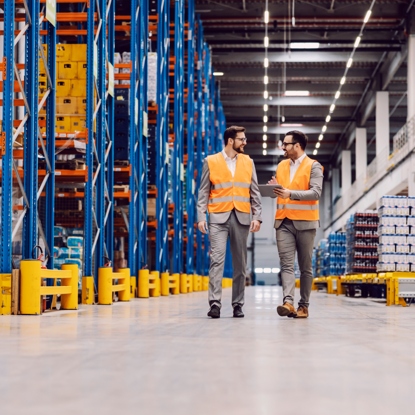 Warehouse workers walking into a warehouse