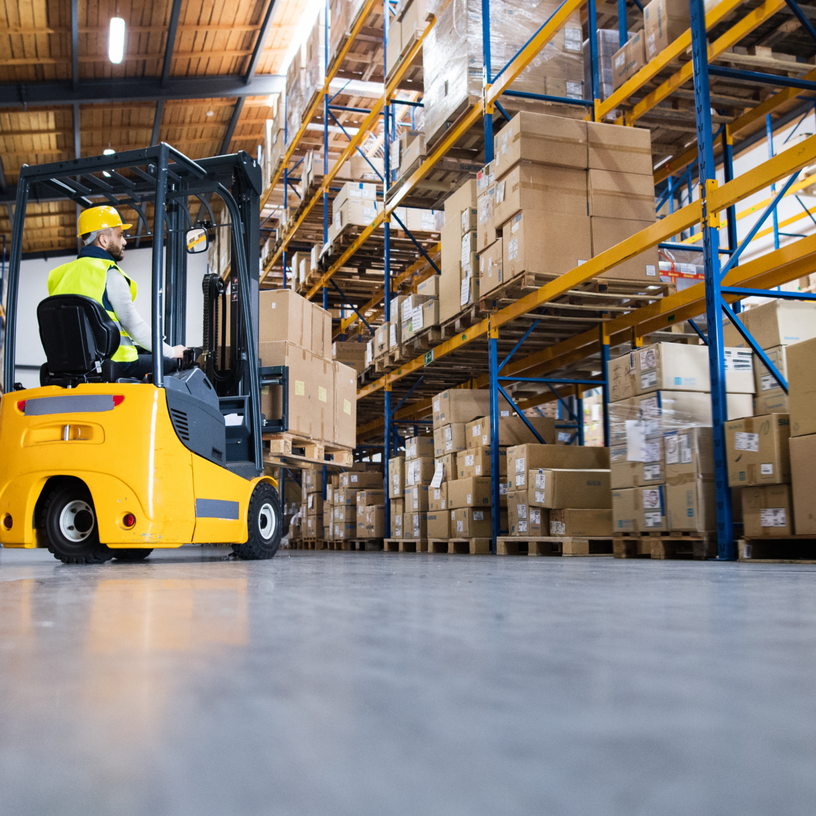 warehouse worker on forklift