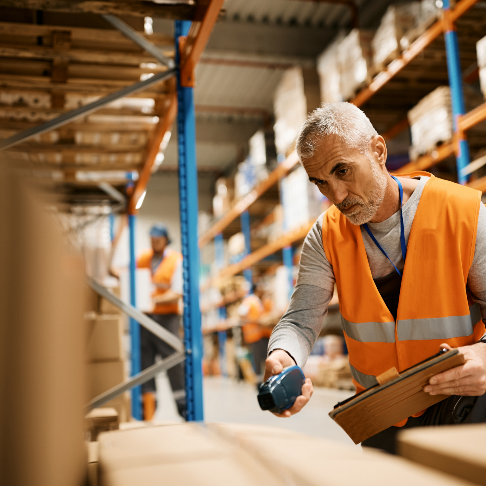 warehouse worker scanning inventory