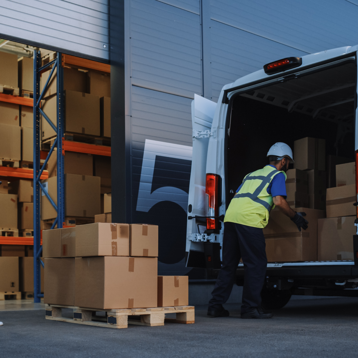 Warehouse Worker Loading a Van